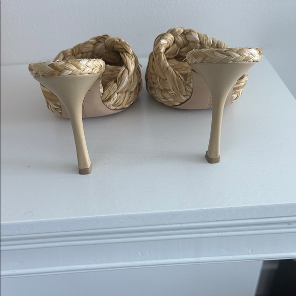 Bottega Veneta Braided Raffia Slide Heels in Natural Beige - Picture 4 of 6